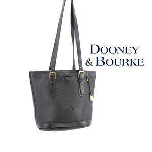 Dooney & Bourke Vintage Black Bucket Tote 90s Purse All Weather Leather Shoulder